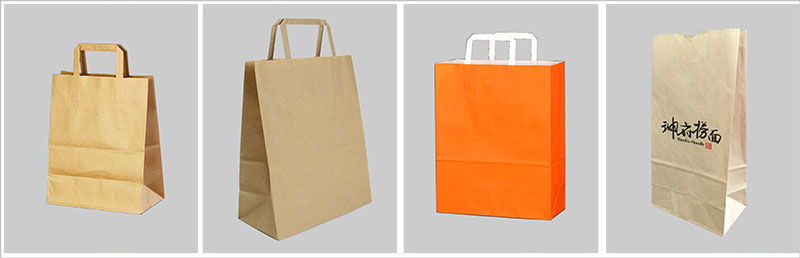 Finished paper bags of different sizes produced by automatic bag making machine