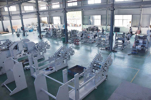 Paper bag machine manufacturing facility in China showing multiple production lines