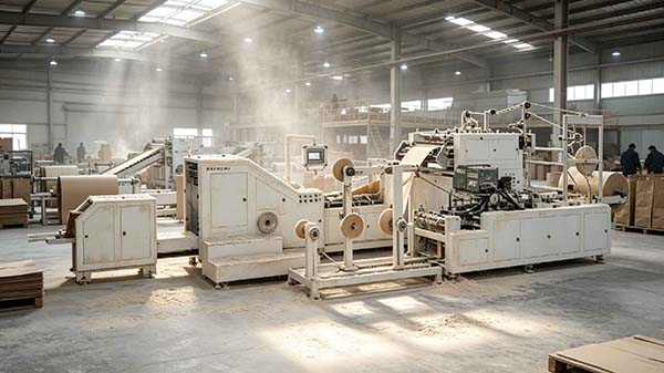 Paper dust accumulation on paper bag making machine components causing production performance issues